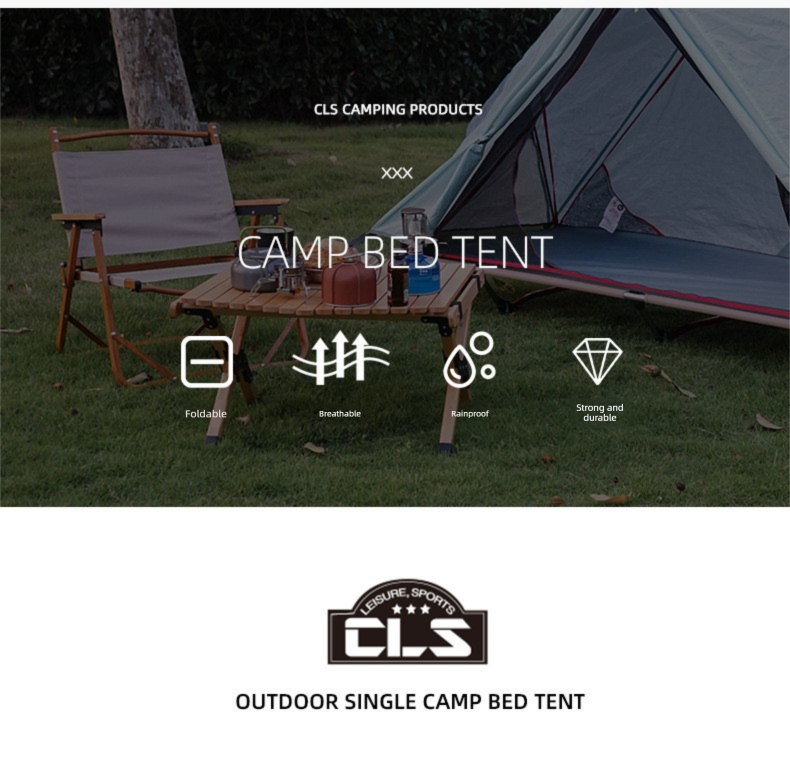 Single Person Off-Ground Camping Tent Portable Folding Bed Cover with Mosquito Net UV-Resistant Fishing Tent Black - Image 4