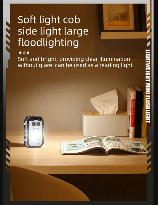 Mini EDC Keychain Flashlight Dual LED Super Bright 750mAh Type-C Rechargeable Magnetic Torch Work Light White - Image 6