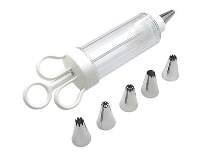 Cake Decorating Icing Syringe Gun Set with 5 Stainless Steel Nozzles DIY Cookie Press Baking Tool for Home Kitchen - Image 4