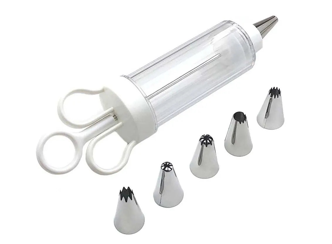 Cake Decorating Icing Syringe Gun Set with 5 Stainless Steel Nozzles DIY Cookie Press Baking Tool for Home Kitchen - Image 4