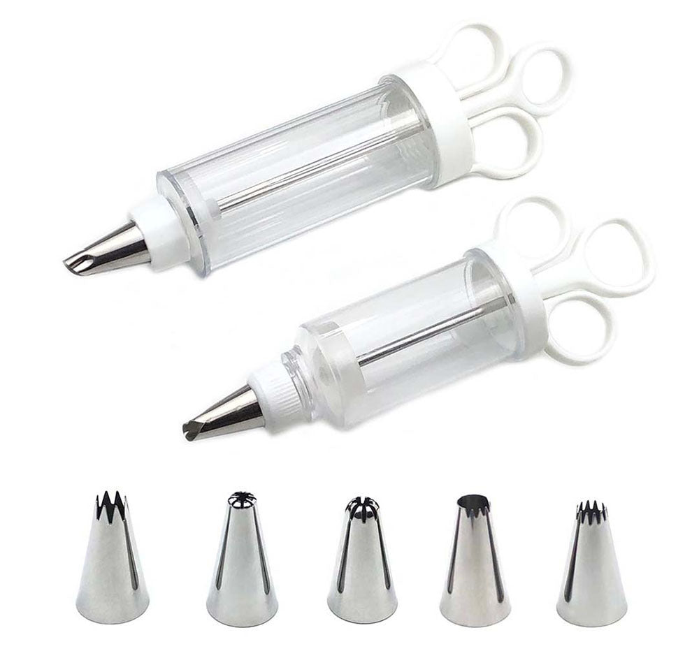 Cake Decorating Icing Syringe Gun Set with 5 Stainless Steel Nozzles DIY Cookie Press Baking Tool for Home Kitchen - Image 5