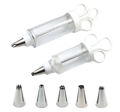 Cake Decorating Icing Syringe Gun Set with 5 Stainless Steel Nozzles DIY Cookie Press Baking Tool for Home Kitchen - Image 5