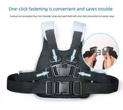 Child Motorcycle Safety Harness Strap Adjustable Passenger Belt with Handles & Storage Pocket Breathable Linen Black for Scooter - Image 5