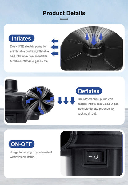 Electric Air Pump AC 220V-240V Portable Quick Inflator Deflator with 3 Nozzles for Air Mattress Pool Floats Vacuum Storage Bags AU Plug - Image 9