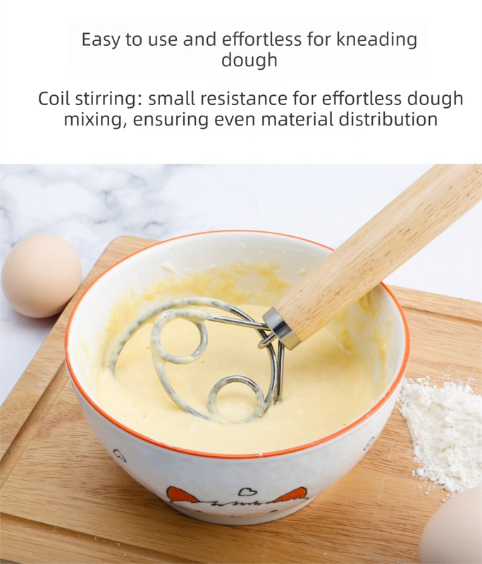 Stainless Steel Danish Dough Whisk Double Ring Bread Mixer Tool for Sourdough Pizza Pastry & Batter Baking - Image 6