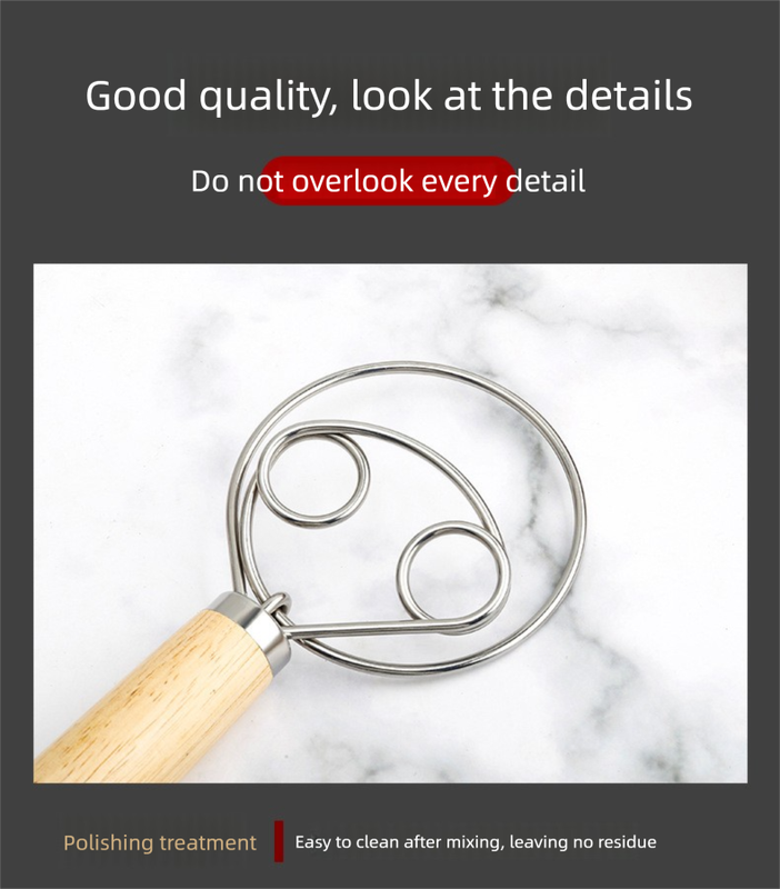 Stainless Steel Danish Dough Whisk Double Ring Bread Mixer Tool for Sourdough Pizza Pastry & Batter Baking - Image 7