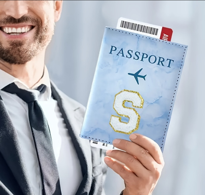 Fashion Initial Letter Passport Holder Stylish Travel Wallet Cover with Alphabet Pattern – Design L - Image 2