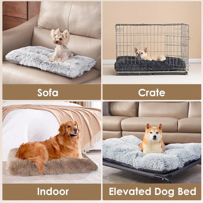 Luxury Long Plush Pet Bed Mat Faux Fur Crate Pad 45x30cm Brown Soft Warm Cushion for Cats & Small Dogs - Image 3