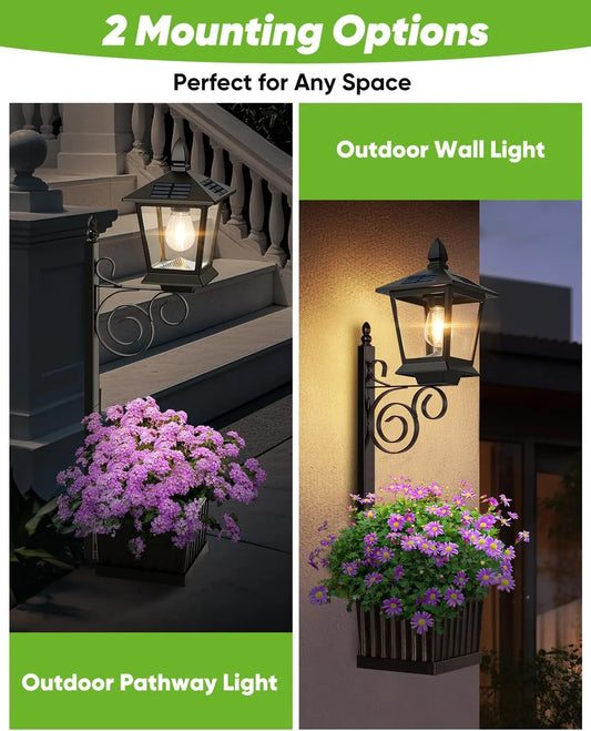 2-in-1 Solar Planter Light Outdoor - Metal Lamp Post & Wall Sconce with Planter Box - IP65 Waterproof LED Lantern for Garden, Patio & Porch - Warm White (Small) - Image 3