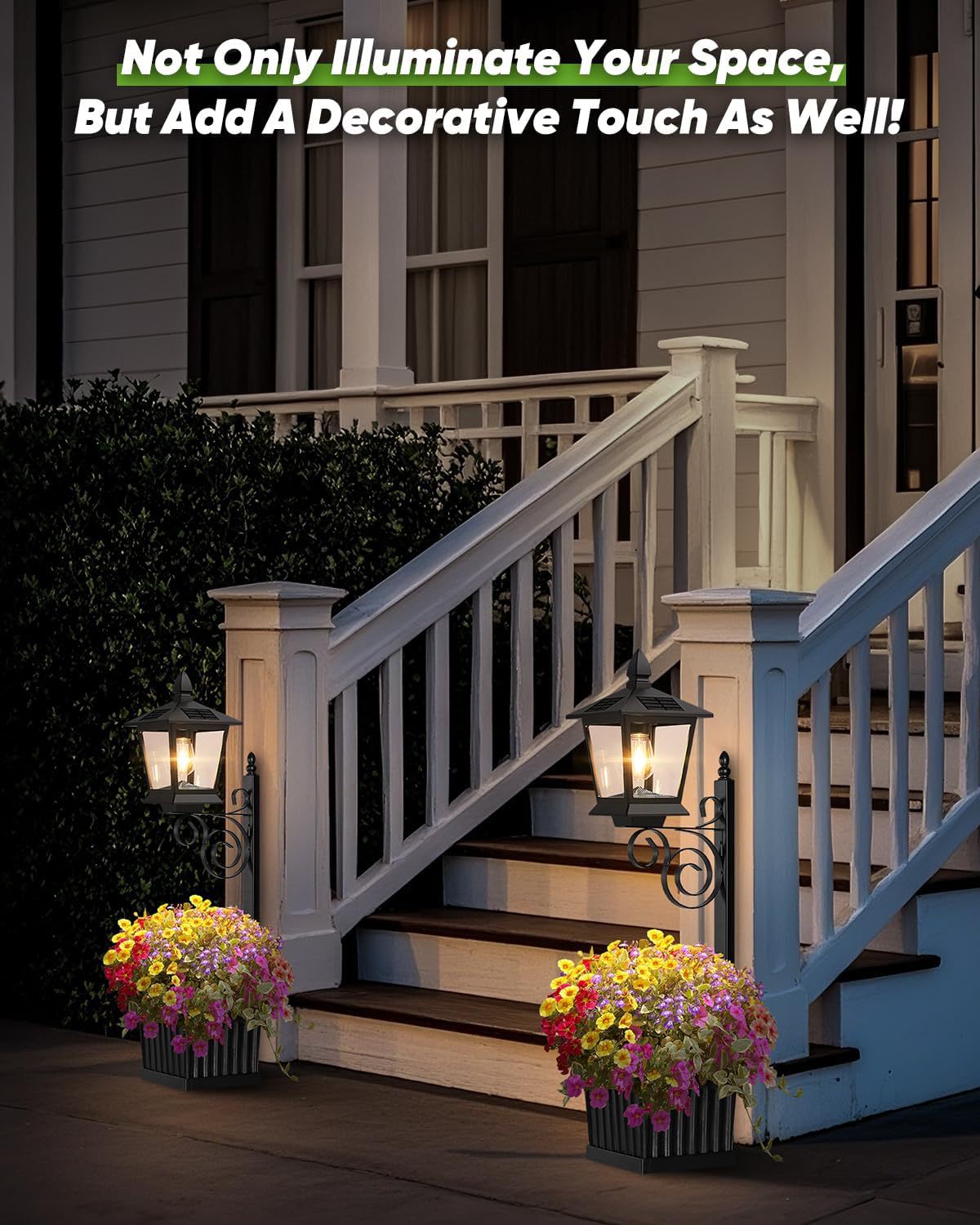 2-in-1 Solar Planter Light Outdoor - Metal Lamp Post & Wall Sconce with Planter Box - IP65 Waterproof LED Lantern for Garden, Patio & Porch - Warm White (Small) - Image 5