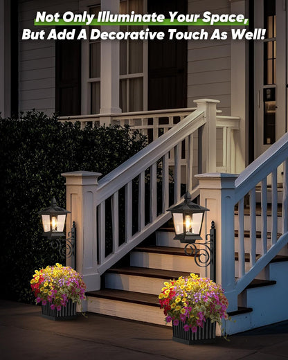 2-in-1 Solar Planter Light Outdoor - Metal Lamp Post & Wall Sconce with Planter Box - IP65 Waterproof LED Lantern for Garden, Patio & Porch - Warm White (Small) - Image 5