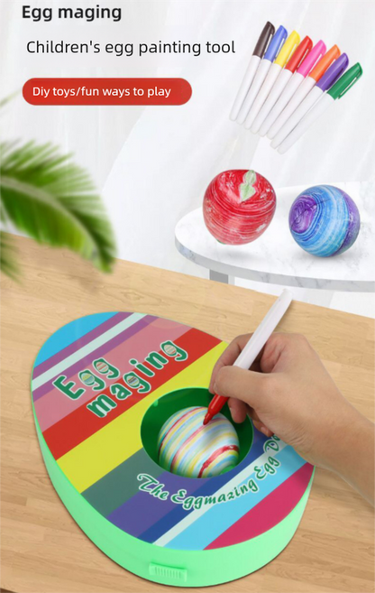Easter Egg Decorating Kit Electric DIY Egg Painting Machine with 8 Colourful Markers and 3 Toy Eggs Rainbow Set - Image 2