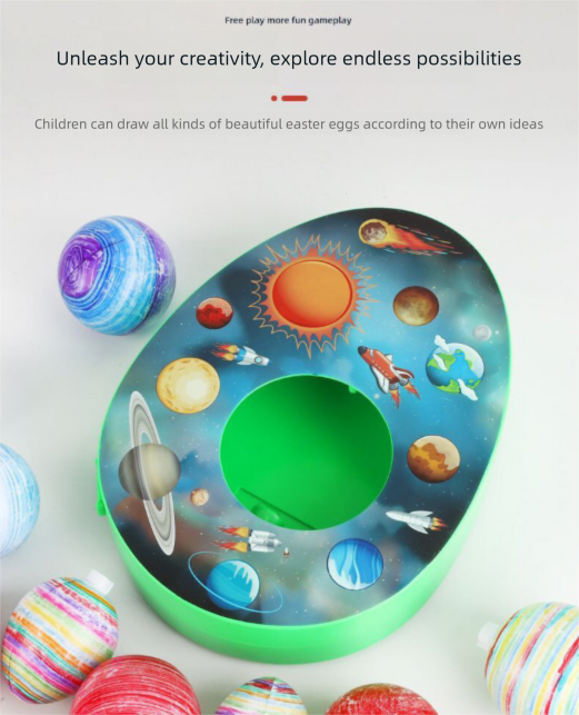 Easter Egg Decorating Kit Electric DIY Planet and Galaxy Painting Machine with 8 Markers and 3 Toy Eggs Space Set - Image 4