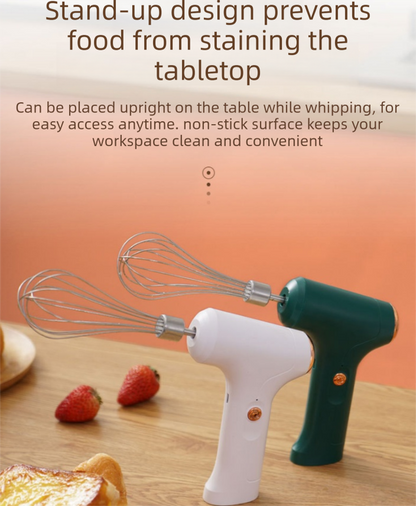 Electric Handheld Egg Whisk and Cream Whipper Set with Egg White Separator J-8 Green Dual-Head Automatic Mixer Kit - Image 3