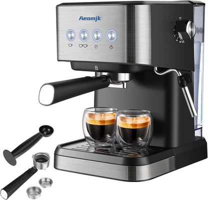 Premium Espresso Coffee Machine with Touch Control Panel & Steam Milk Frother 1050W Stainless Steel CM3010 (AU Plug) - Image 7