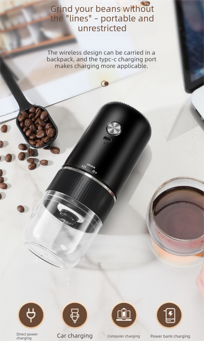 Portable Electric Coffee Grinder Wireless Rechargeable Burr Mill with Cleaning Brush Automatic Bean Grinder MDJ-13 White - Image 3