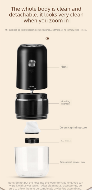 Portable Electric Coffee Grinder Wireless Rechargeable Burr Mill with Cleaning Brush Automatic Bean Grinder MDJ-13 White - Image 9
