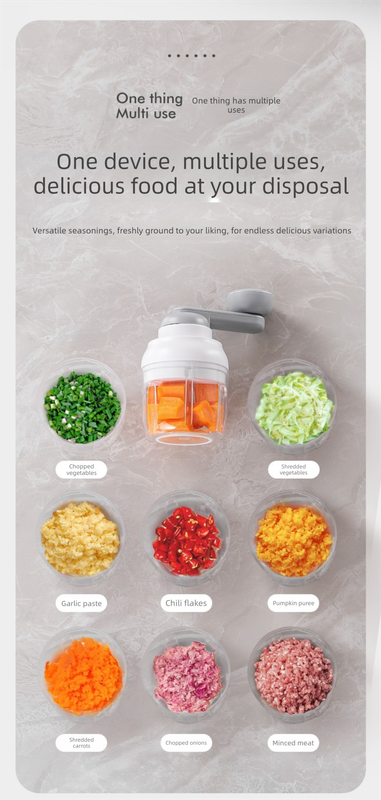 Manual Mini Garlic Chopper & Food Processor 250ml Portable Hand-Crank Mincer for Garlic, Meat, and Baby Food – Ivory White - Image 4