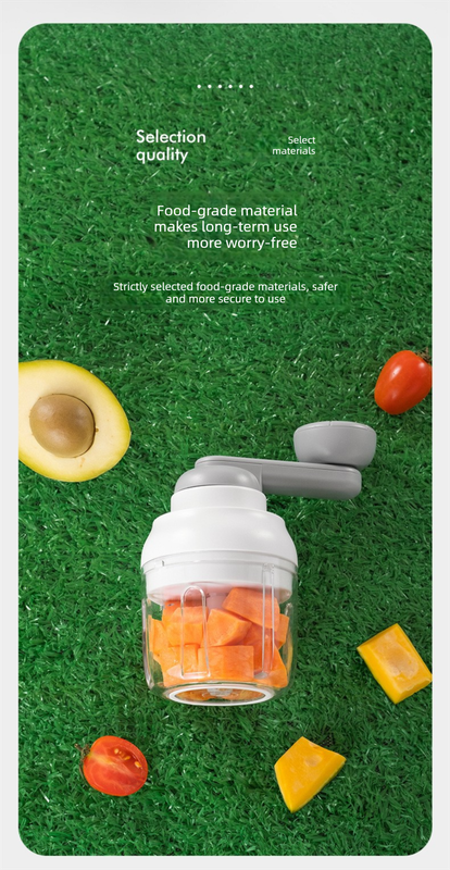 Manual Mini Garlic Chopper & Food Processor 250ml Portable Hand-Crank Mincer for Garlic, Meat, and Baby Food – Ivory White - Image 6
