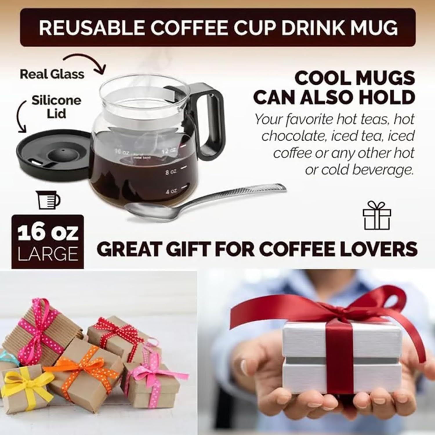 Premium 16oz Insulated Glass Coffee Mug Sleek Borosilicate Glass Cup for Lattes and Tea – 300ml Edition - Image 5