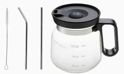 Premium 16oz Glass Coffee Mug Set with Reusable Straw and Cleaning Brush – 300ml Elegant Glass Tumbler