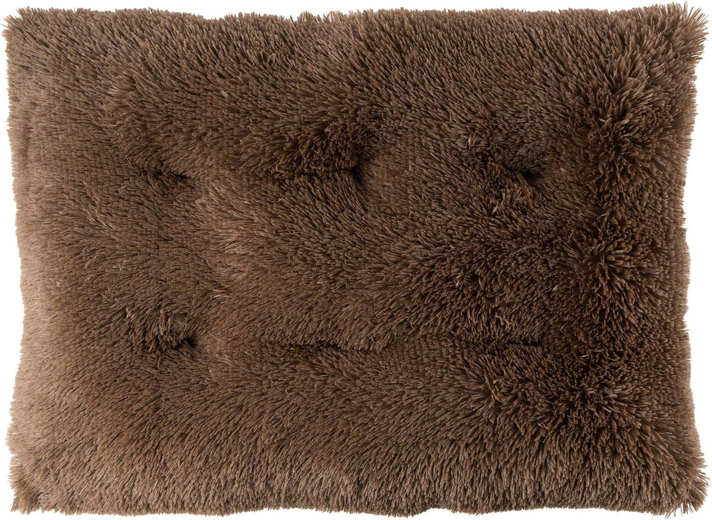 Luxury Long Plush Pet Bed Mat Faux Fur Crate Pad 65x50cm Dark Offee Soft Warm Cushion for Medium Dogs