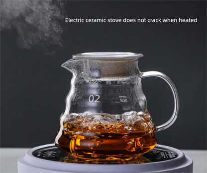 600ml Borosilicate Glass Coffee Server - Heat Resistant "Cloud" Pour Over Carafe with Lid - Large Drip Coffee Sharing Pot for Home & Office (2-4 Cups) - Image 2