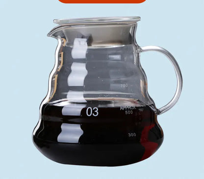 800ml Extra Large Glass Coffee Server - Heat Resistant "Cloud" Pour Over Carafe with Lid - Family Size Drip Coffee Pot & Tea Pitcher (3-5 Cups)
