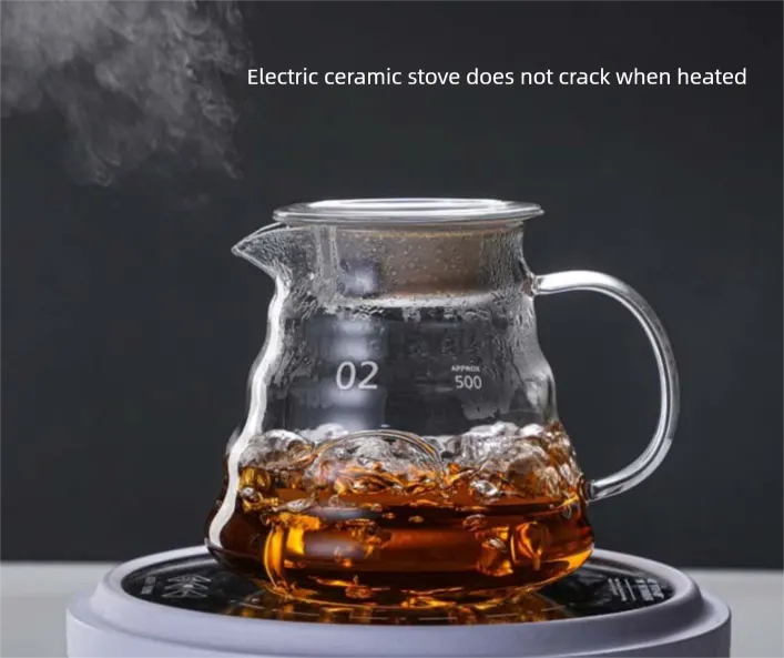 800ml Extra Large Glass Coffee Server - Heat Resistant "Cloud" Pour Over Carafe with Lid - Family Size Drip Coffee Pot & Tea Pitcher (3-5 Cups) - Image 2