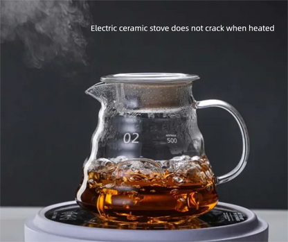 800ml Extra Large Glass Coffee Server - Heat Resistant "Cloud" Pour Over Carafe with Lid - Family Size Drip Coffee Pot & Tea Pitcher (3-5 Cups) - Image 2