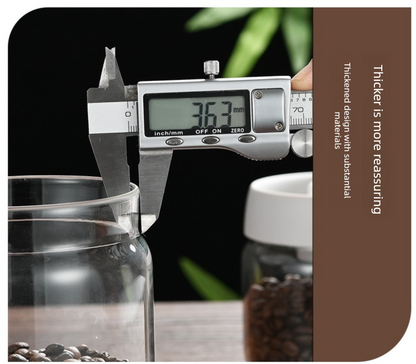 900ml Vacuum Sealed Glass Coffee Canister - One-Press Airtight Storage Jar - Medium Size Moisture-Proof Borosilicate Container for Beans & Pantry (White Lid) - Image 9