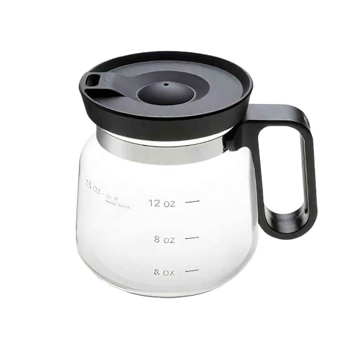 16oz Novelty Glass Coffee Carafe Mug - Heat Resistant Borosilicate Cup with Handle & Splash-Proof Lid - Personal Mini Pot for Tea, Latte & Office Desk (Clear/Black)