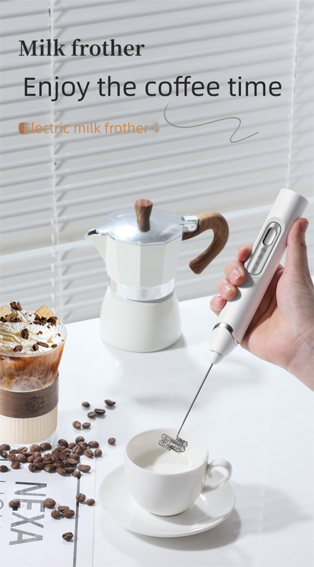 Rechargeable 3-in-1 Handheld Milk Frother Set - Electric Whisk with Egg Beater & Mixing Hook - 3 Speed Adjustable Foam Maker for Coffee, Lattes, Baking & Baby Food (White) - Image 2