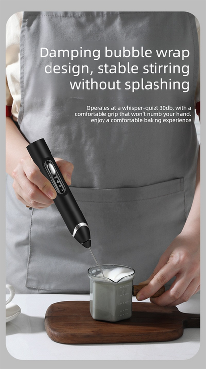Rechargeable 3-in-1 Handheld Milk Frother Set - Electric Whisk with Egg Beater & Mixing Hook - 3 Speed Adjustable Foam Maker for Coffee, Lattes, Baking & Baby Food (White) - Image 8