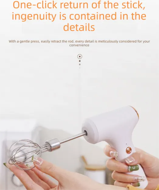 Cordless Electric Hand Mixer - Rechargeable 3-Speed Egg Beater & Cream Whisk - Lightweight Self-Standing Design for Baking, Cake & Batter (White) - Image 5