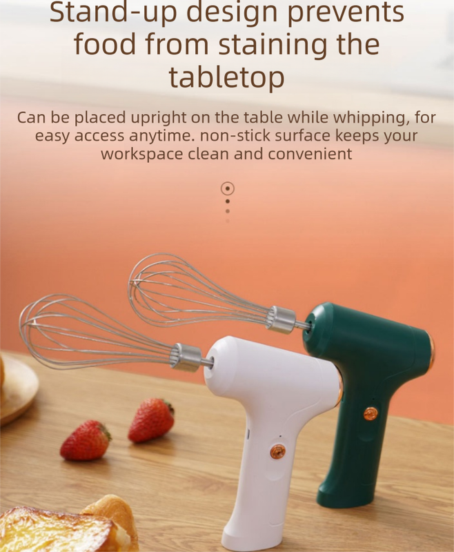 Professional 3-Speed Electric Handheld Egg Whisk and Cream Whipper Set J-9 Green Dual-Head Automatic Mixer with Egg Separator - Image 3