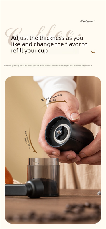 Manual Hand-Crank Coffee Grinder Precision Burr Mill with Adjustable Settings and Cleaning Brush MDJ-09 Matte White - Image 5