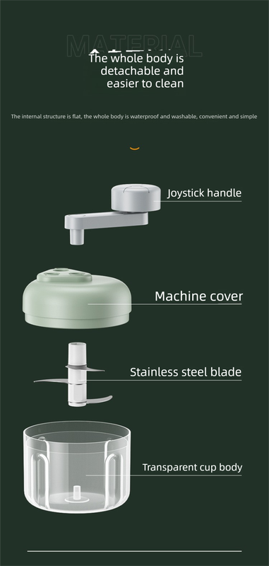 Manual Mini Garlic Chopper & Food Processor 100ml Portable 3-Speed Hand-Crank Mincer – Green Edition - Image 4