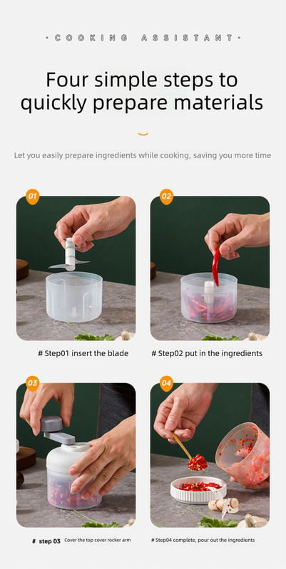 Manual Mini Garlic Chopper & Food Processor 100ml Portable 3-Speed Hand-Crank Mincer – Green Edition - Image 6