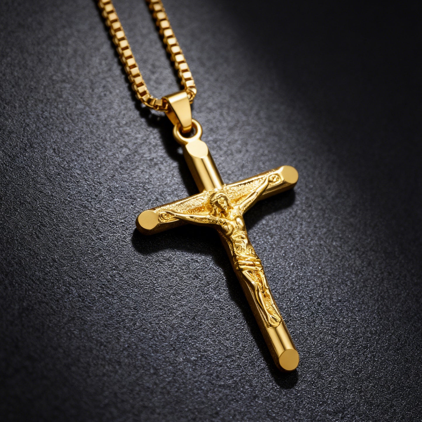 Men's Vintage Gold Cross Pendant Necklace Stainless Steel Titanium Steel Sweater Chain – Luxury Gold Finish with 60cm Box Chain - Image 3