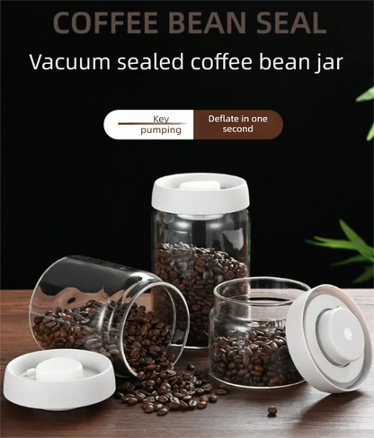 500ml Vacuum Sealed Glass Coffee Canister - One-Press Airtight Food Storage Jar - Moisture-Proof High Borosilicate Container for Beans & Tea (Black Lid) - Image 2