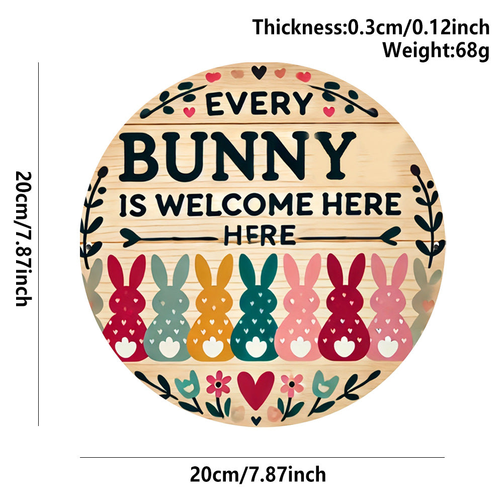 Easter Wooden Door Sign & Hanging Ornament 3-Piece Set – Colorful Bunny Slogans, Blue Gingham Watering Can, and Coffee Bunny Designs - Image 2