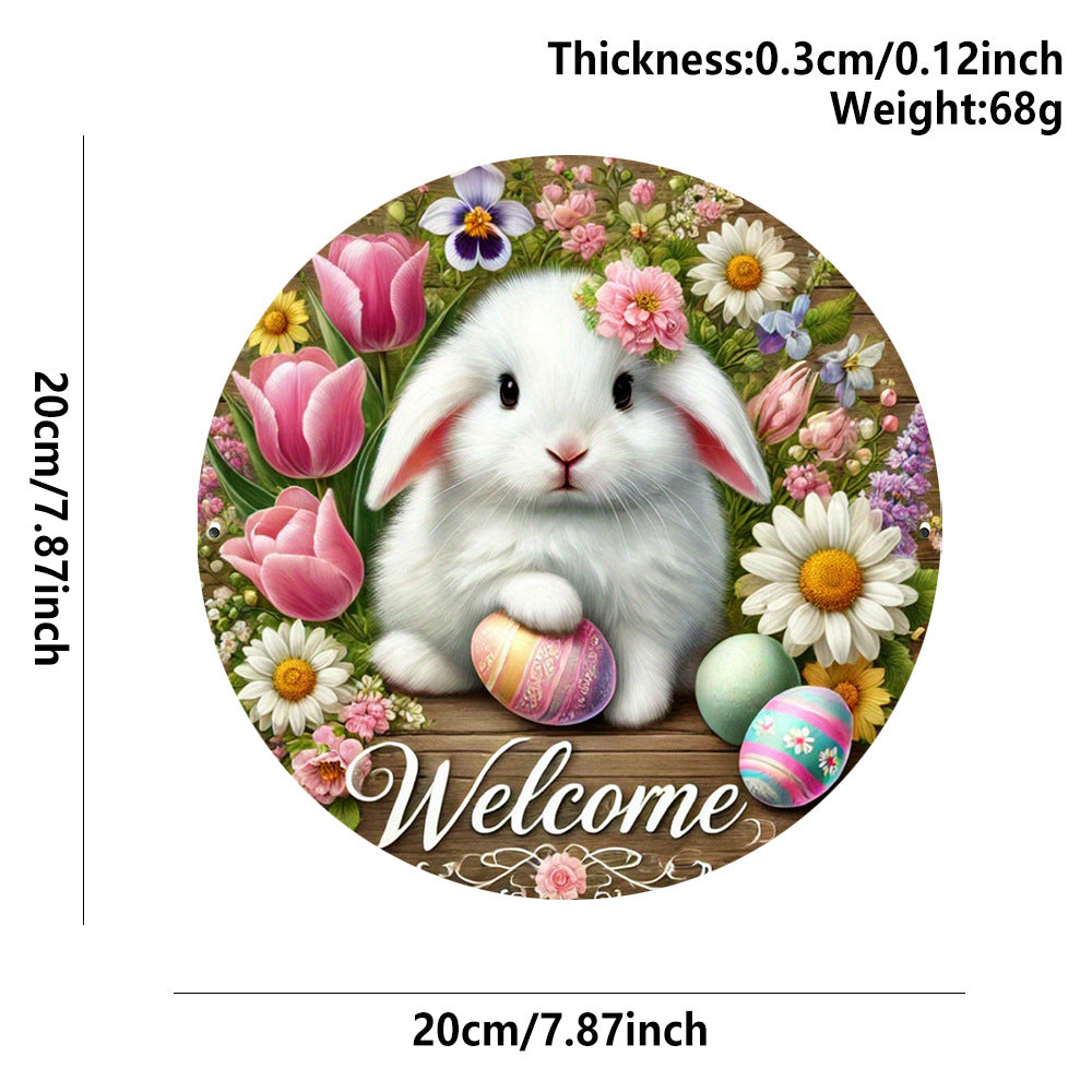 Easter Wooden Door Sign & Hanging Ornament 3-Piece Set – Happy Easter Flowers, Bunny Welcome, and Egg Wreath Designs - Image 3