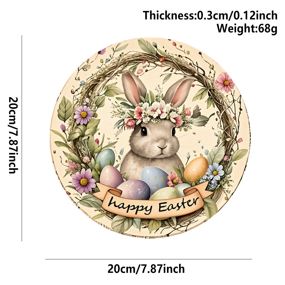 Easter Wooden Door Sign & Hanging Ornament 3-Piece Set – Happy Easter Flowers, Bunny Welcome, and Egg Wreath Designs - Image 4