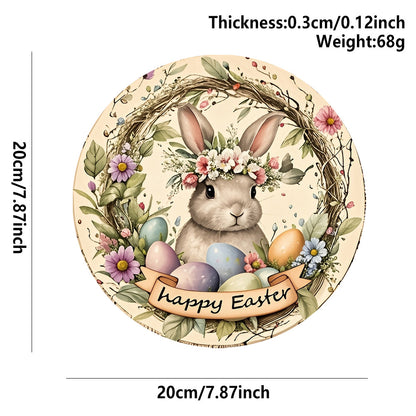 Easter Wooden Door Sign & Hanging Ornament 3-Piece Set – Happy Easter Flowers, Bunny Welcome, and Egg Wreath Designs - Image 4