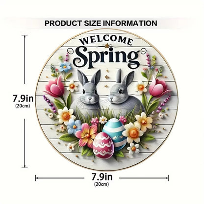 Easter Wooden Door Sign & Hanging Ornament 3-Piece Set – Bowknot Teacup Bunny, Twin Grey Rabbits, and Floral Wreath Bunny Designs - Image 3