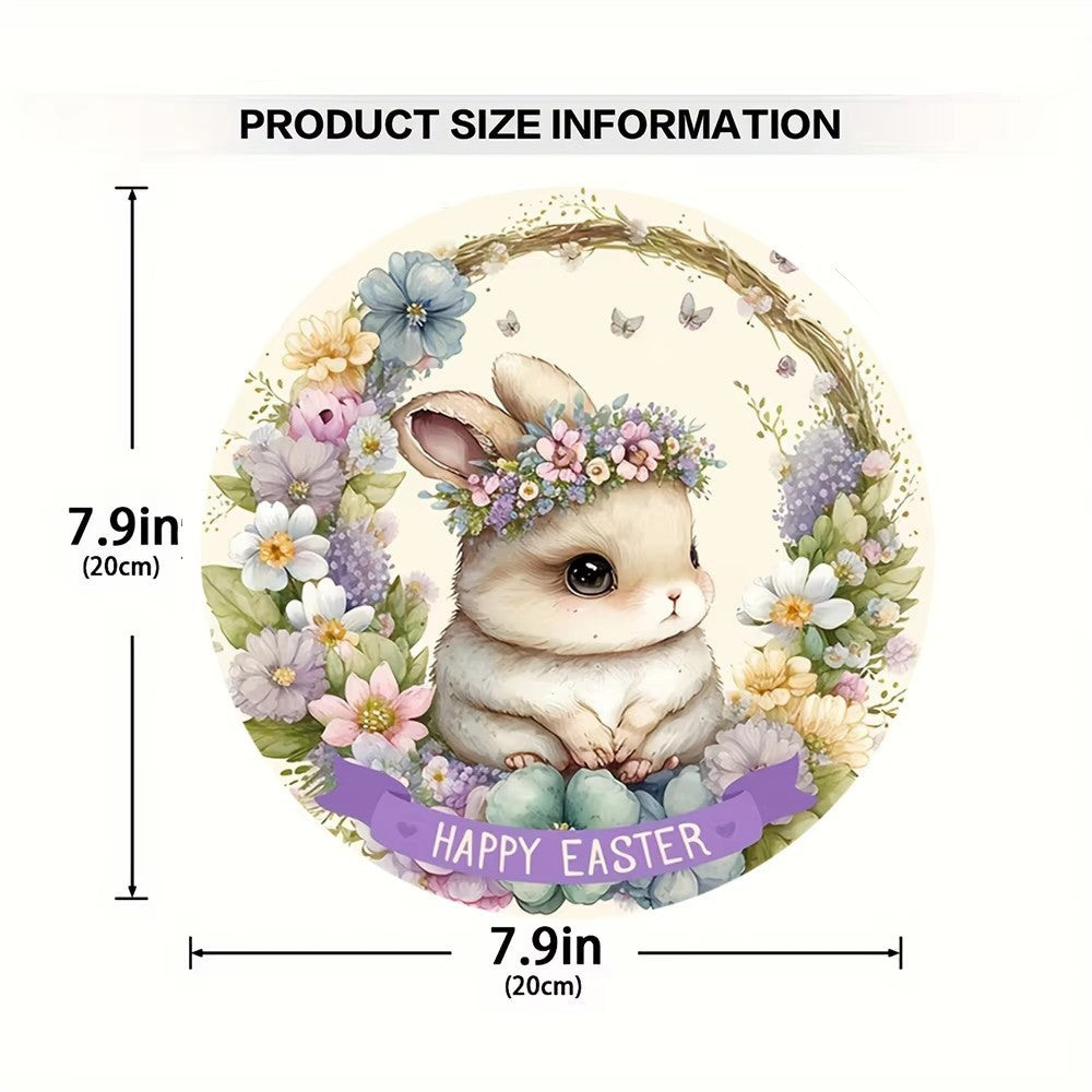 Easter Wooden Door Sign & Hanging Ornament 3-Piece Set – Bowknot Teacup Bunny, Twin Grey Rabbits, and Floral Wreath Bunny Designs - Image 4