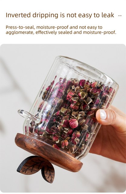 800ml Premium Borosilicate Glass Storage Jar with Acacia Wood Lid & Integrated Spoon – Airtight Moisture-Proof Kitchen Canister for Tea, Coffee, and Spices - Image 5