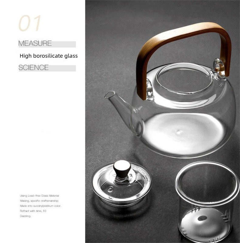 1000ml Heat Resistant Glass Teapot with Bamboo Handle and Glass Infuser Loose Leaf Tea Maker for Home - Image 5