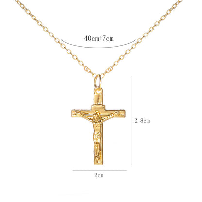 Gold Minimalist Cross Pendant Necklace – Unisex Urban Style Zinc Alloy Clavicle Chain Jewellery - Image 5